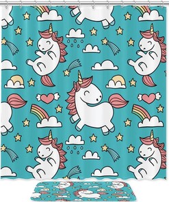 Boho Unicorn Pattern Shower Curtain for Your Bathroom