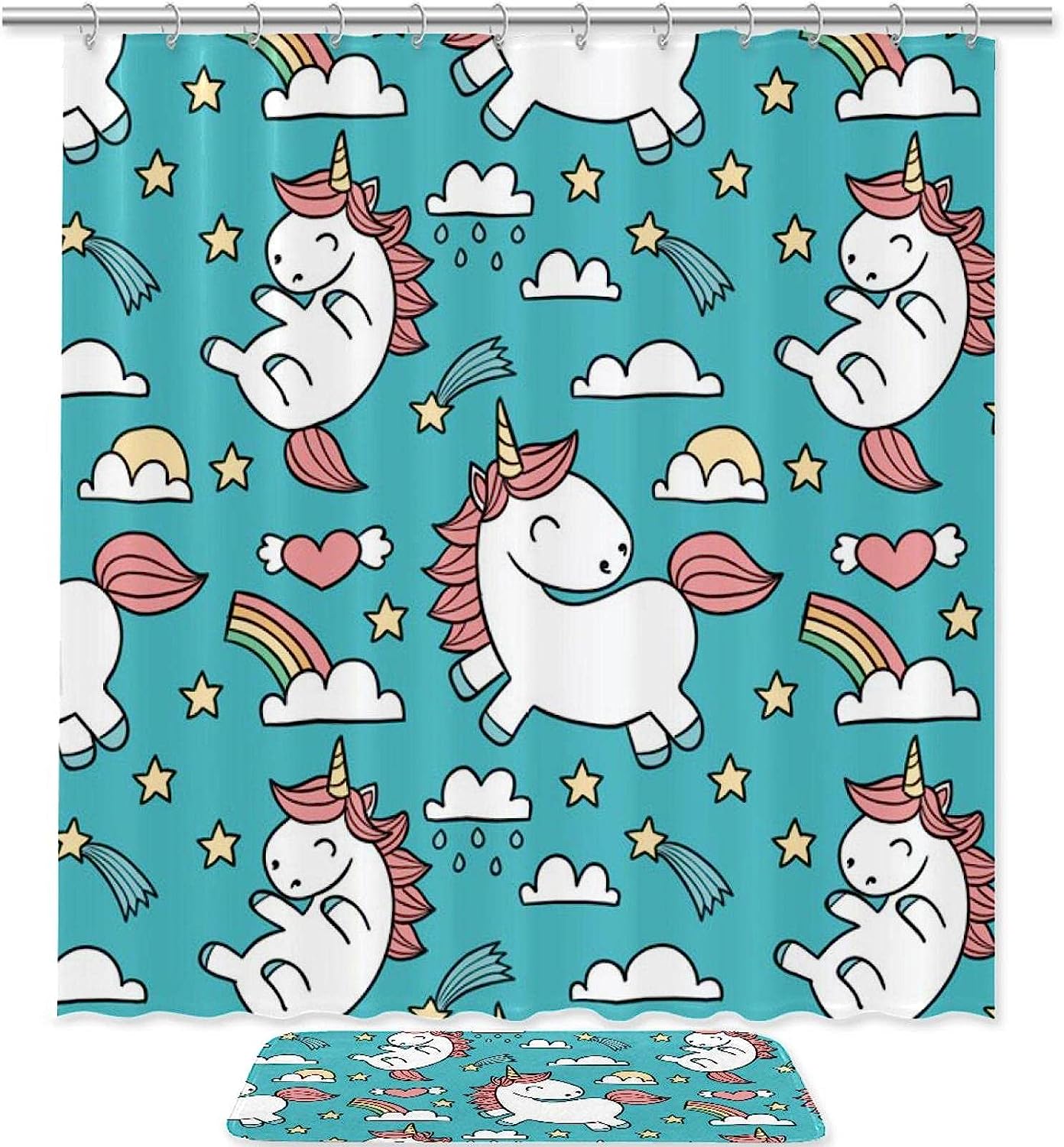 Boho Unicorn Pattern Shower Curtain for Your Bathroom