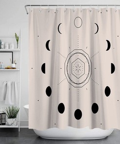 Boho Waterproof Moon Shower Curtain for Travelers Bathroom Decor