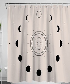 Boho Waterproof Moon Shower Curtain for Travelers Bathroom Decor