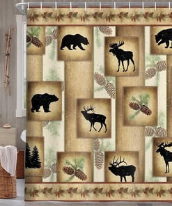 Boho Western Cactus Shower Curtain - Abstract Desert Succulent Plant and Sun Fabric Restroom Curtain Set for Bathroom