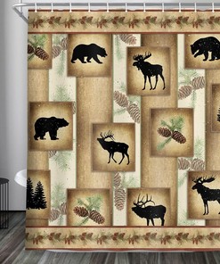 Boho Western Cactus Shower Curtain - Abstract Desert Succulent Plant and Sun Fabric Restroom Curtain Set for Bathroom