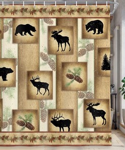 Boho Western Cactus Shower Curtain - Abstract Desert Succulent Plant and Sun Fabric Restroom Curtain Set for Bathroom