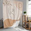 Boho Woman Silhouette Shower CurtainMinimalist Line Drawing for Bathroom Decor