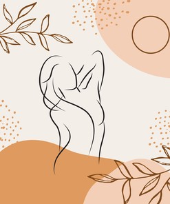 Boho Woman Silhouette Shower CurtainMinimalist Line Drawing for Bathroom Decor