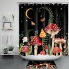 Boho Wonderland Mushroom Butterfly Moon Shower Curtain, Unique Bathroom Accessory