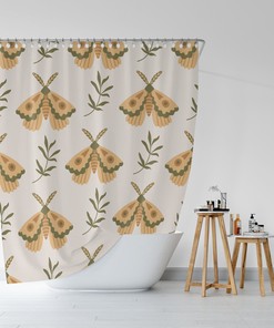 Boho-Style Butterfly Shower Curtain Printed Bathroom Curtains For Fun Bathroom Decor