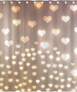 Bokeh Heart Wall Glitter Love Shower Curtain for a Romantic Valentine's Day Bathroom
