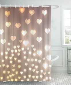Bokeh Heart Wall Glitter Love Shower Curtain for a Romantic Valentine's Day Bathroom