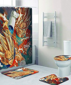 Bold And Colorful Dragon Ball Z Anime Shower Curtain For An Anime Fan'S Bathroom