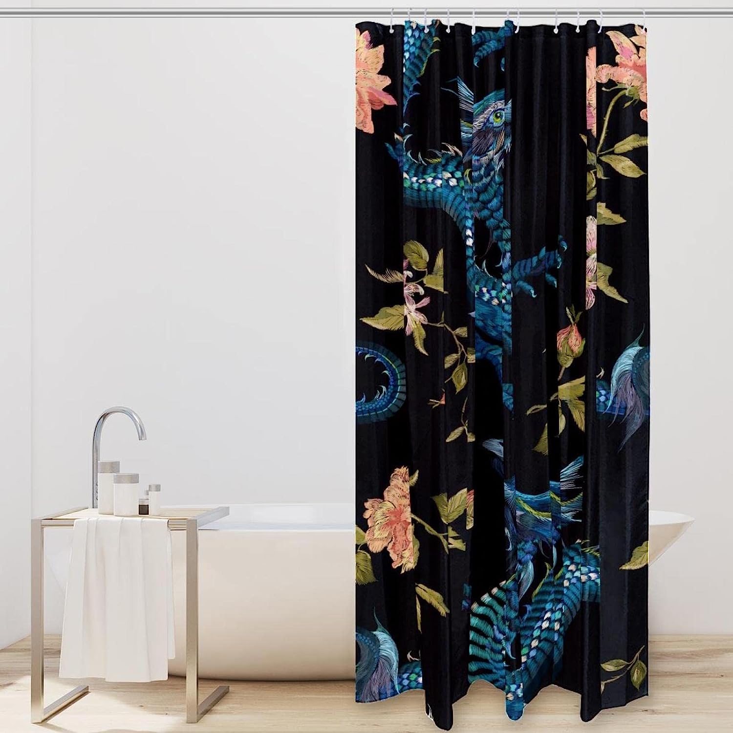 Bold And Colorful Dragon Pattern Shower Curtain Set For Any Bathroom - Image 2