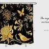 Bold And Elegant Black Gold Flowers Bird Shower Curtain With Retro Floral Design For Your Modern Bathroom Decor
