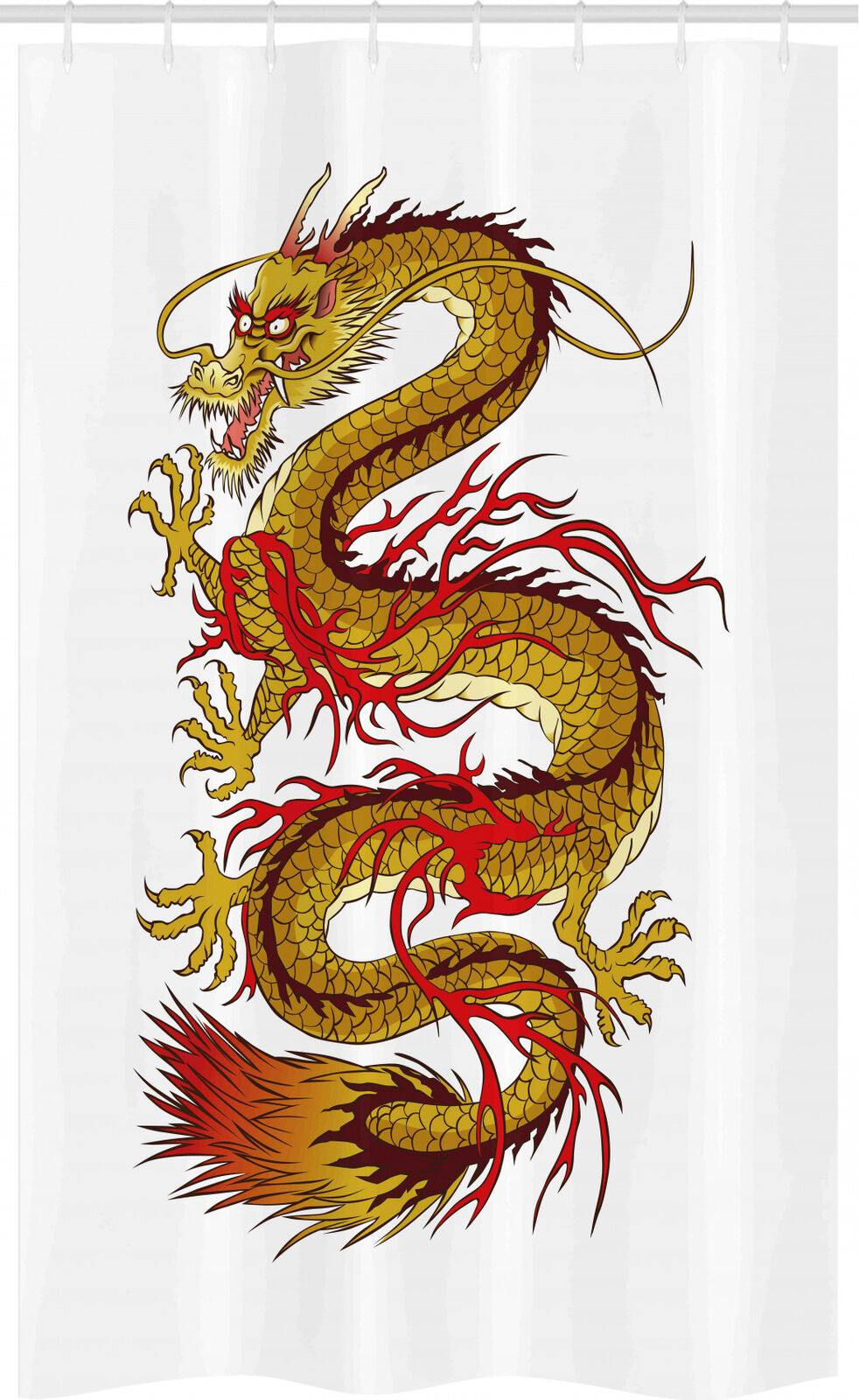 Bold And Fiery Japanese Dragon Stall Shower Curtain For A Dramatic Bathroom