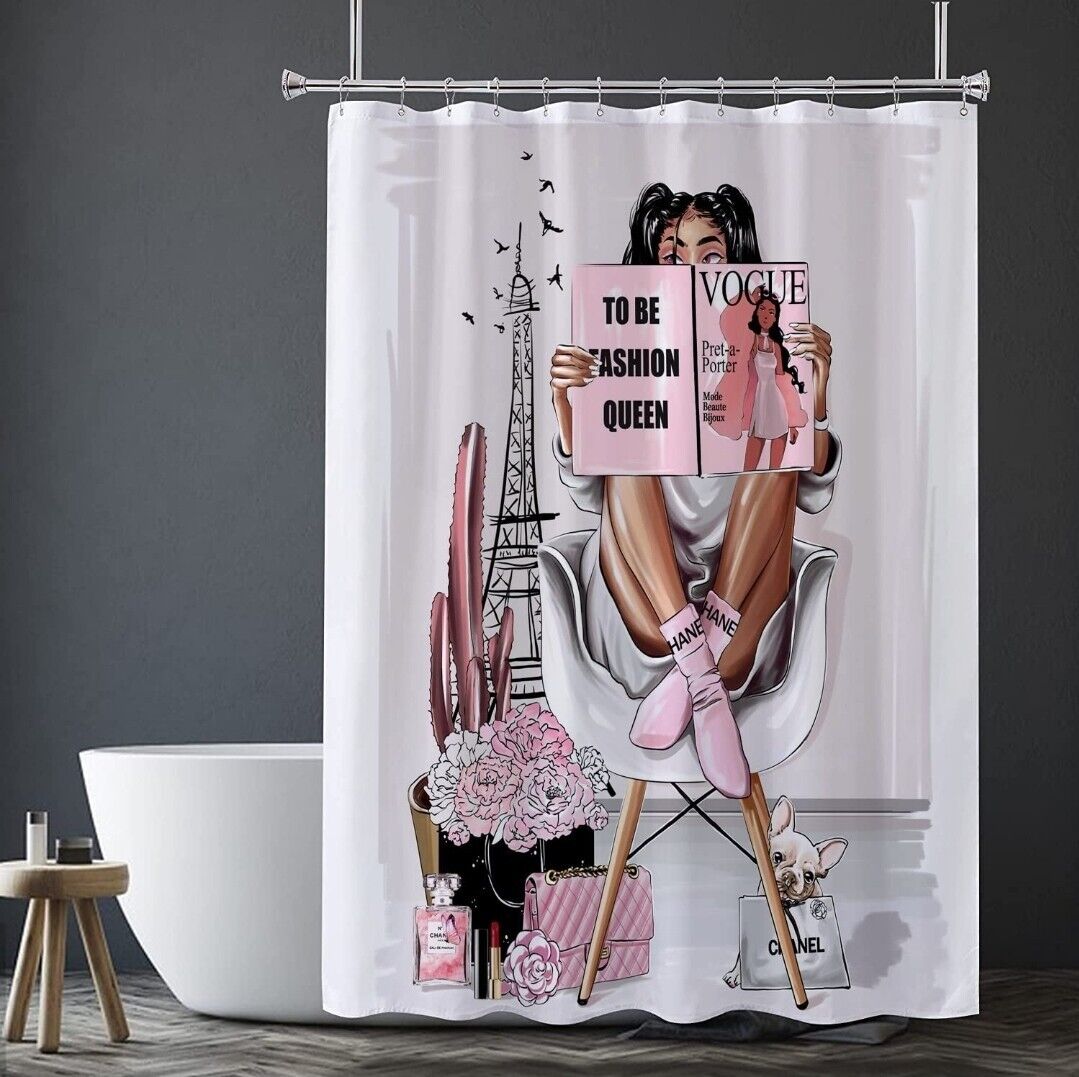 Bold And Glamorous Black Girl African American Shower Curtain For Your Bathroom Decor