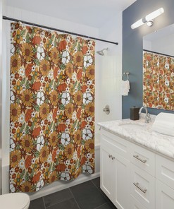 Bold And Moody Botanical Floral Shower Curtain, Make A Statement With Your Bathroom Decor 