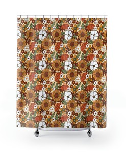 Bold And Moody Botanical Floral Shower Curtain, Make A Statement With Your Bathroom Decor