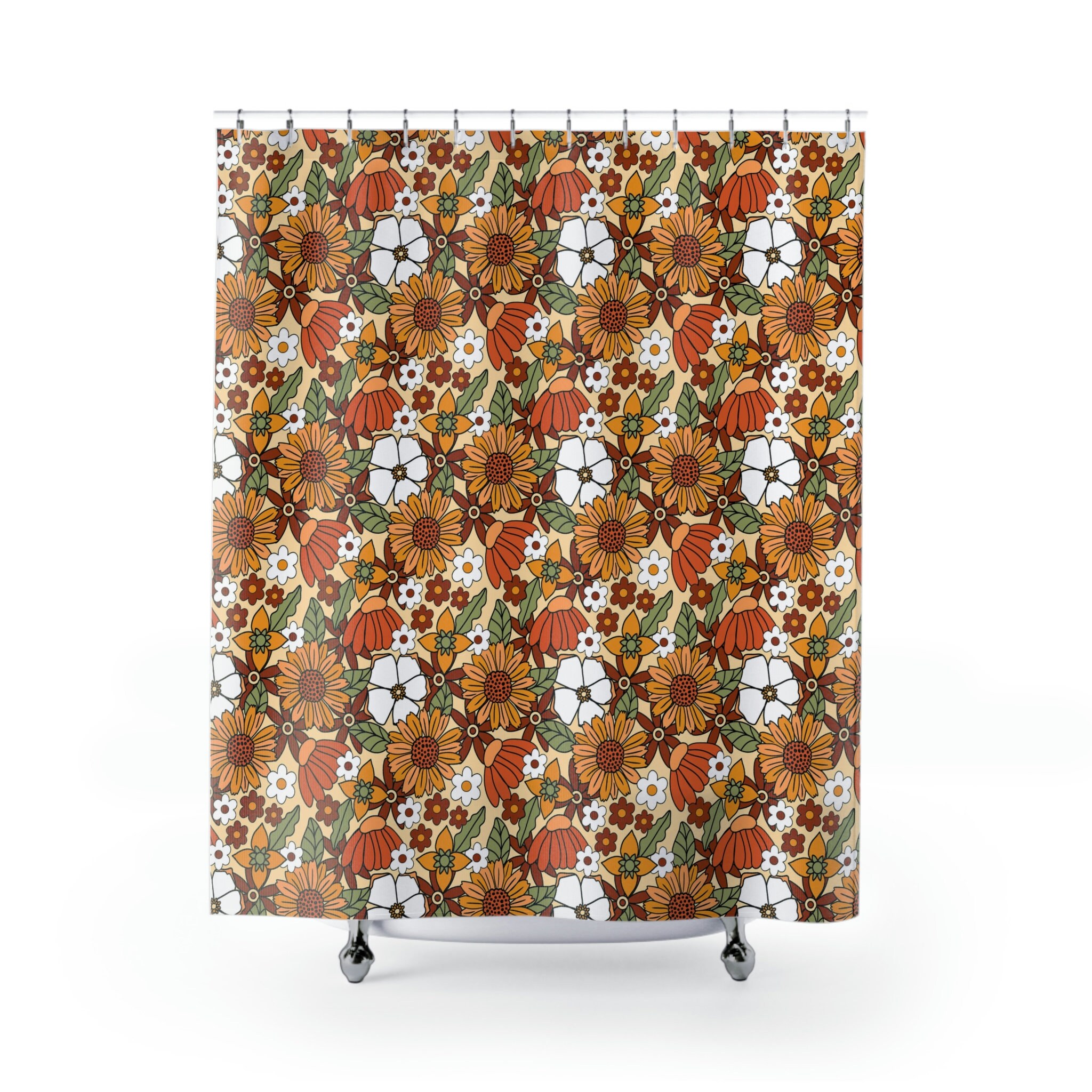 Bold And Moody Botanical Floral Shower Curtain, Make A Statement With Your Bathroom Decor