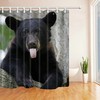 Bold Black Bear Wildlife Shower Curtain In Black And White, Ideal For Any Nature Lover'S Bathroom Decor