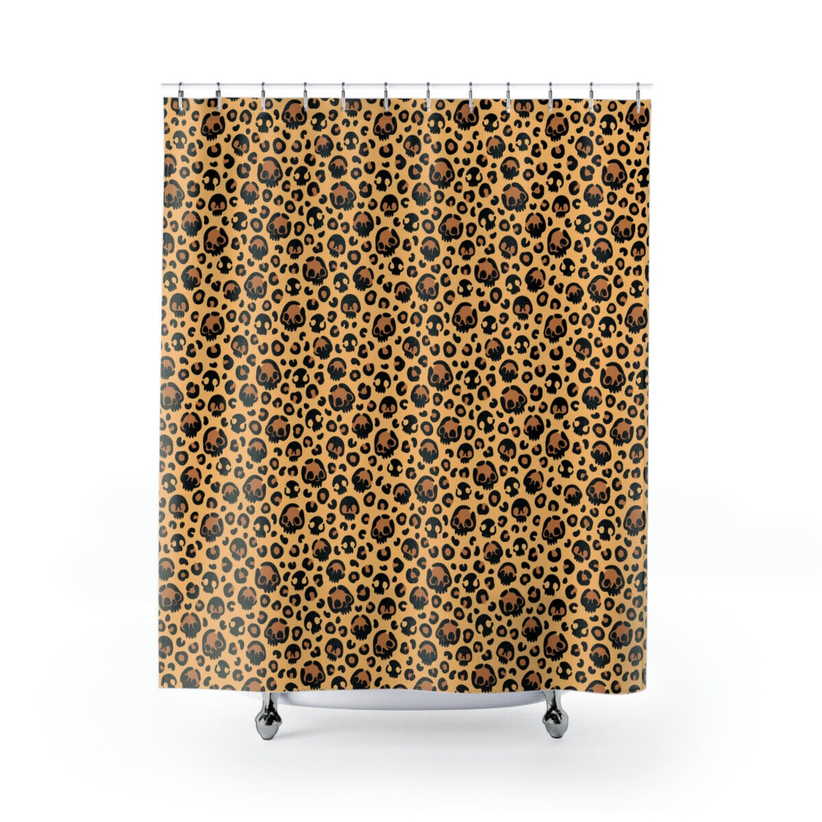 Bold Black Leopard Print Shower Curtain, Statement Bathroom Decor