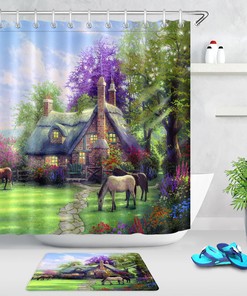 Bold Cow Print and Cactus Rustic Wood Plank Shower Curtain for Your Western Bathroom
