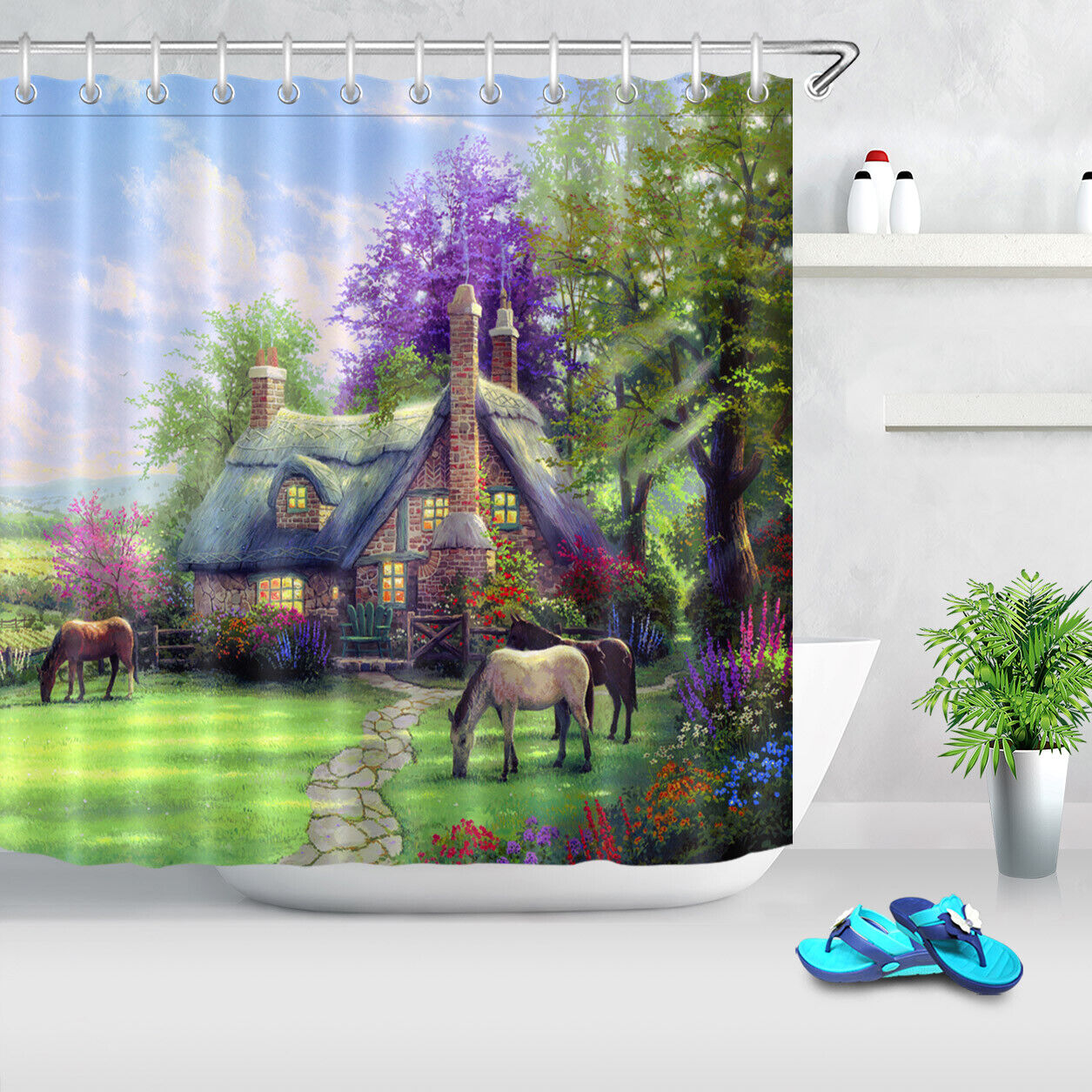 Bold Cow Print and Cactus Rustic Wood Plank Shower Curtain for Your Western Bathroom