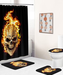 Bold Fire Skull Waterproof Shower Curtain For A Standout Bathroom Decor