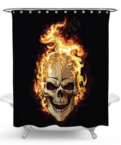 Bold Fire Skull Waterproof Shower Curtain For A Standout Bathroom Decor