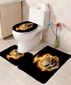 Bold Fire Skull Waterproof Shower Curtain For A Standout Bathroom Decor