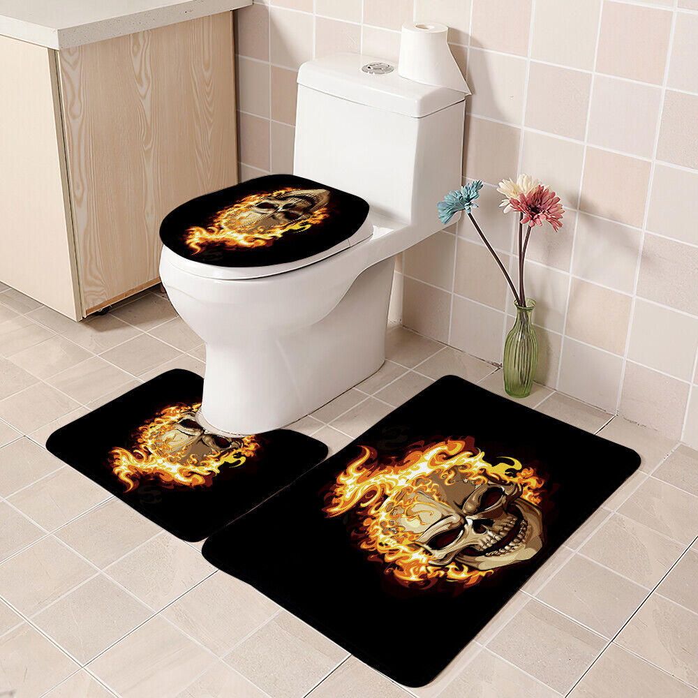 Bold Fire Skull Waterproof Shower Curtain For A Standout Bathroom Decor