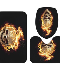 Bold Fire Skull Waterproof Shower Curtain For A Standout Bathroom Decor