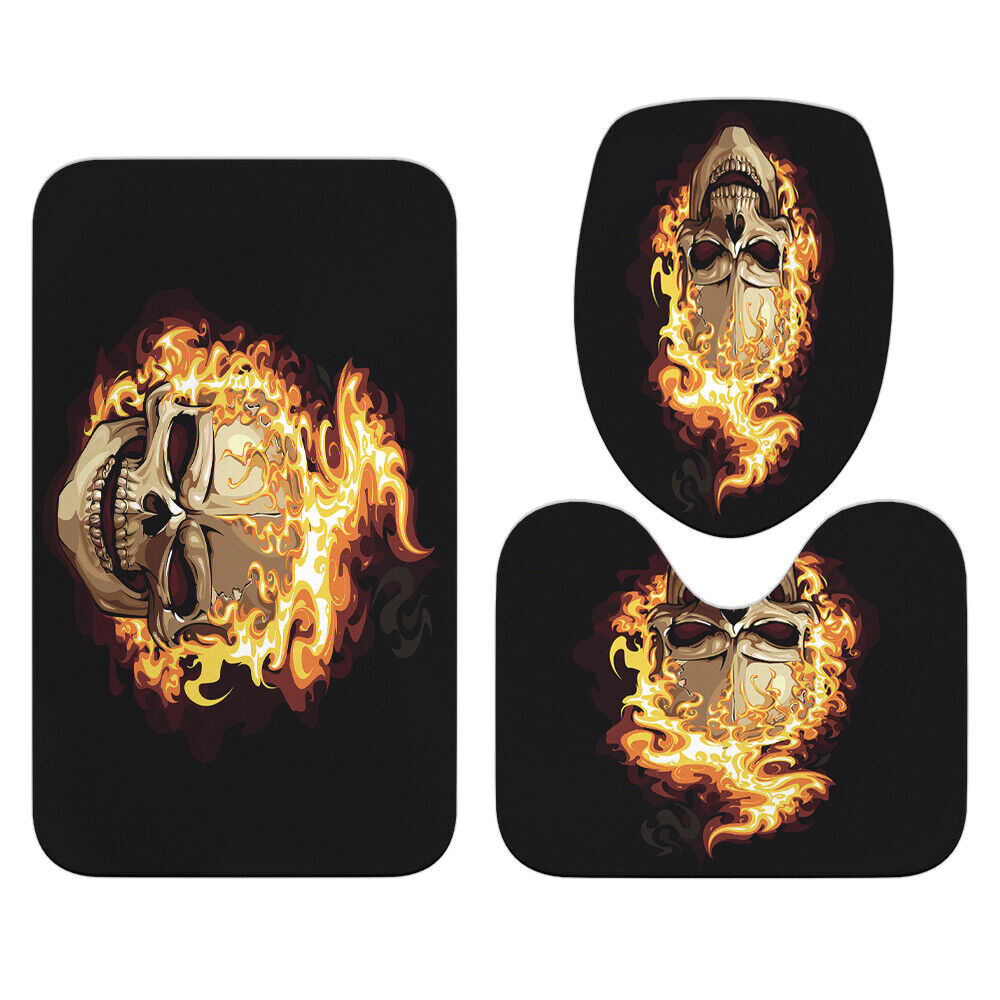 Bold Fire Skull Waterproof Shower Curtain For A Standout Bathroom Decor
