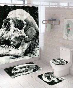 Bold Graphic Skull Print Shower Curtain for a Statement-Making Bathroom
