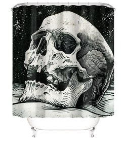 Bold Graphic Skull Print Shower Curtain for a Statement-Making Bathroom