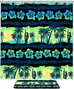 Bold Green and Pink Frangipani Flower Print Shower Curtain for a Fun Bathroom