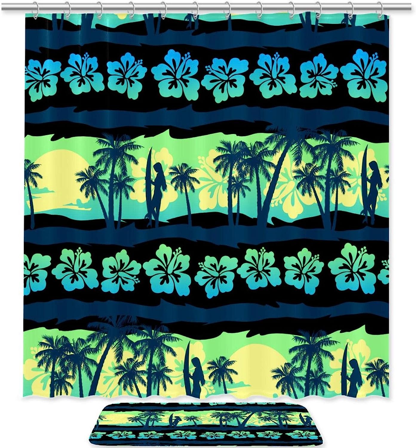 Bold Green and Pink Frangipani Flower Print Shower Curtain for a Fun Bathroom