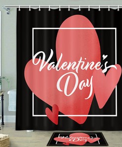 Bold Red Love Heart Shower Curtain on Black Background for a Dramatic Bathroom