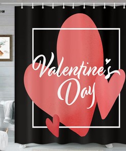 Bold Red Love Heart Shower Curtain on Black Background for a Dramatic Bathroom