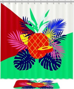 Bold Red Pineapples Pattern Shower Curtain for a Tropical Getaway