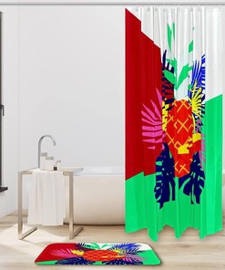 Bold Red Pineapples Pattern Shower Curtain for a Tropical Getaway