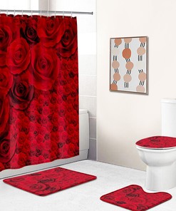 Bold Red Rose Shower Curtain for a Striking Bathroom