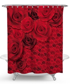 Bold Red Rose Shower Curtain for a Striking Bathroom