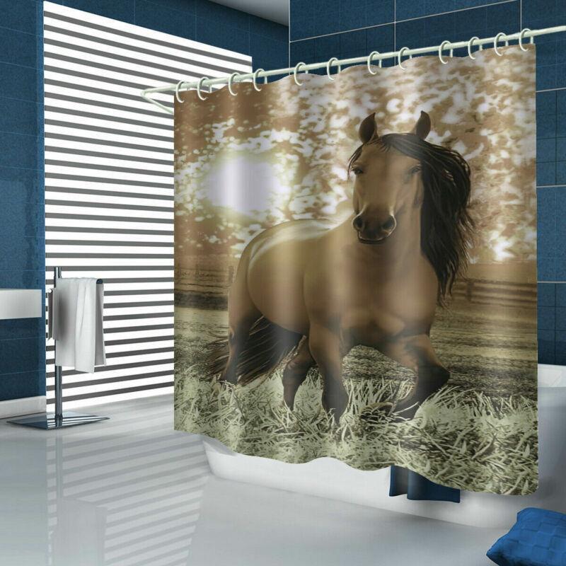 Bold Steed War Horse Shower Curtain, Strong Horse Silhouette Bathroom Decor