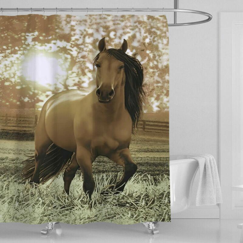 Bold Steed War Horse Shower Curtain, Strong Horse Silhouette Bathroom Decor