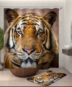 Bold Tiger Print Shower Curtain for Eye-Catching Bathroom Decor
