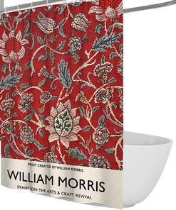 Bold William Morris Floral Painting Shower Curtain for a Vibrant and Artistic Bathroom Decor