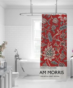 Bold William Morris Floral Painting Shower Curtain for a Vibrant and Artistic Bathroom Decor