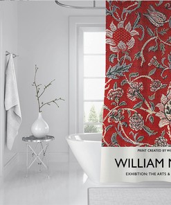 Bold William Morris Floral Painting Shower Curtain for a Vibrant and Artistic Bathroom Decor