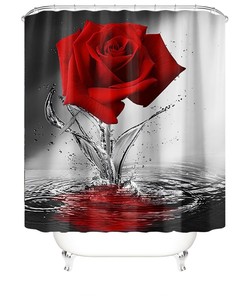 Bold and Beautiful Red Rose Waterproof Shower Curtain for a Dramatic Touch