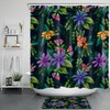 Bold and Colorful with Green Leaves and Flowers Shower Curtain for Your Tropical Bathroom 