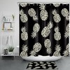 Bold and Dramatic Pineapple Print Shower Curtain for a Bold Bathroom